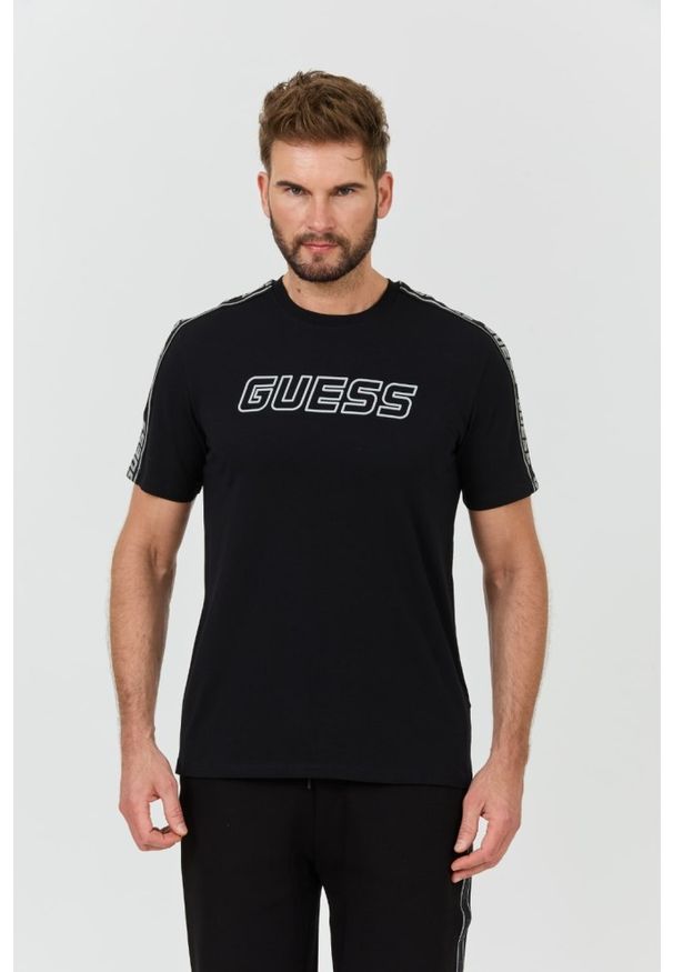 Guess - GUESS Czarny męski t-shirt Arlo Cn, Rozmiar S. Kolor: czarny