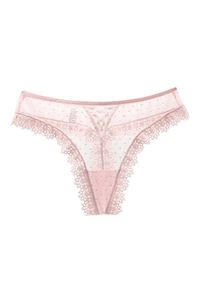 Intica - Stringi bezszwowe z koronką niewidoczne pod odzieżą Shalini. Kolor: różowy. Materiał: koronka. Wzór: koronka