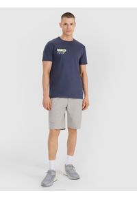 4f - 4F T-shirt regular z nadrukiem męski - szary L. Okazja: na co dzień. Kolor: szary. Materiał: bawełna, materiał, jersey. Długość rękawa: krótki rękaw. Długość: krótkie. Wzór: nadruk. Styl: klasyczny, elegancki, sportowy, casual