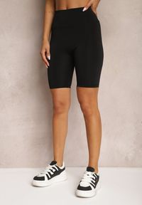Renee - Czarne Szorty Typu Kolarki High Waist z Szeroką Gumką w Talii Nanseline. Stan: podwyższony. Kolor: czarny. Długość: długie. Styl: wizytowy, elegancki #5