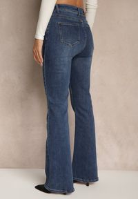 Renee - Niebieskie Jeansy High Waist o Kroju Dzwonów Finvenne. Okazja: na co dzień. Stan: podwyższony. Kolor: niebieski. Wzór: ze splotem. Styl: klasyczny, casual #4