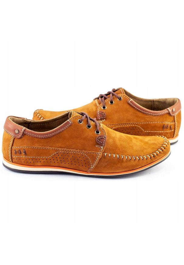 KOMODO Buty Męskie mokasyny 875 camel wielokolorowe pomarańczowe. Kolor: pomarańczowy, wielokolorowy. Materiał: jeans, skóra, syntetyk. Styl: elegancki