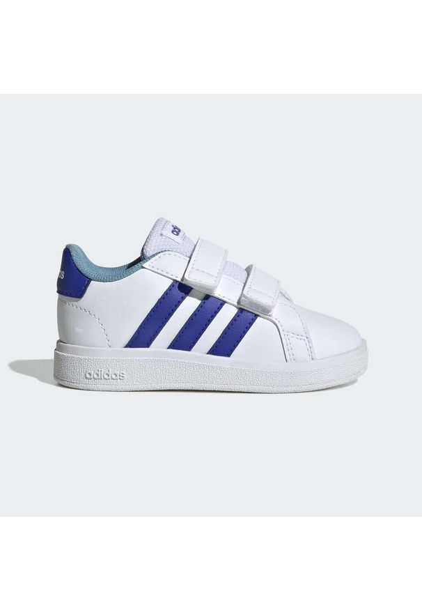 Adidas - Buty Grand Court Lifestyle Hook and Loop. Kolor: biały, wielokolorowy, niebieski. Materiał: materiał