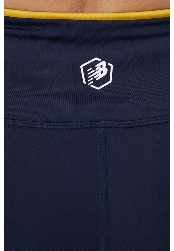 New Balance Legginsy damskie kolor granatowy wzorzyste. Stan: podwyższony. Kolor: niebieski. Materiał: dzianina, materiał