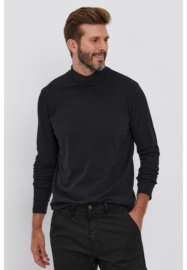 Drykorn - Longsleeve Emanuel. Okazja: na co dzień. Typ kołnierza: golf. Kolor: czarny. Materiał: bawełna, dzianina. Długość rękawa: długi rękaw. Wzór: gładki. Styl: casual