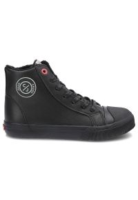 Czarne Sneakersy Damskie Cross Jeans Modne Obuwie. Kolor: czarny. Materiał: skóra ekologiczna, syntetyk, futro. Szerokość cholewki: normalna. Styl: sportowy, klasyczny #3
