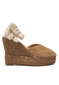 Manebi Espadryle Hamptons Heart-Shaped Wedge Espadrilles W 1.6 WH Beżowy. Kolor: beżowy. Materiał: zamsz, skóra