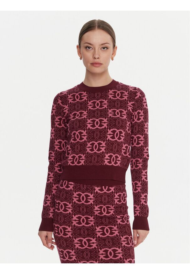 Pinko - PINKO Sweter Gypsies 106041 A2YD Bordowy Regular Fit. Kolor: czerwony. Materiał: wiskoza