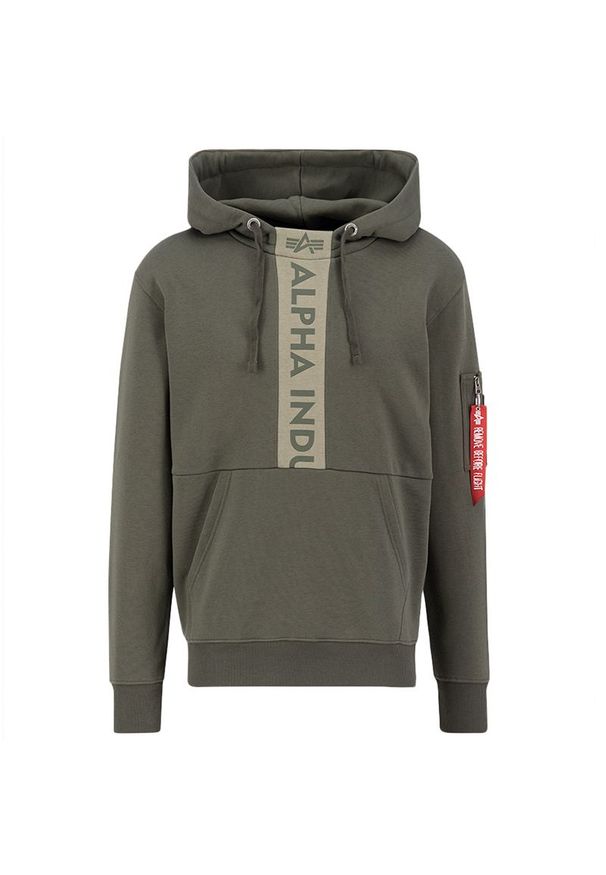 Bluza Alpha Industries Front Print Hoody 138331142 - zielona. Typ kołnierza: kaptur. Kolor: zielony. Materiał: bawełna, poliester. Wzór: nadruk. Styl: klasyczny