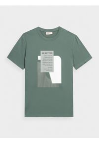 outhorn - T-shirt z nadrukiem męski. Okazja: na co dzień. Materiał: jersey, bawełna. Wzór: nadruk. Styl: casual