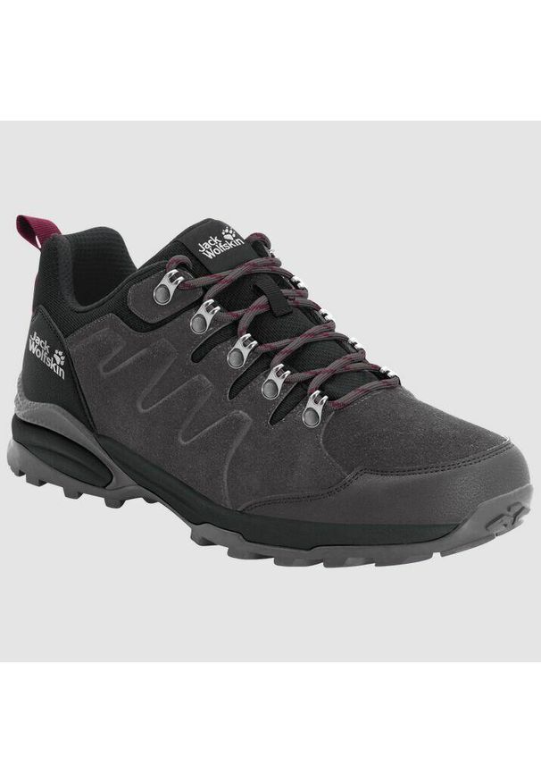 Buty trekkingowe damskie Jack Wolfskin Refugio Texapore Low. Kolor: szary, czerwony, wielokolorowy, fioletowy. Materiał: materiał, syntetyk. Sezon: lato. Styl: sportowy