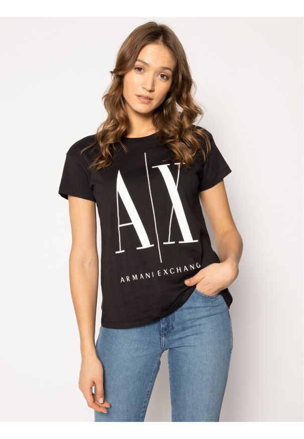 Armani Exchange T-Shirt 8NYTCX YJG3Z 1200 Czarny Regular Fit. Kolor: czarny. Materiał: bawełna