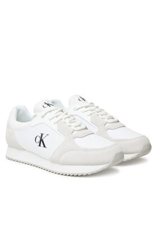 Calvin Klein Jeans Sneakersy Retro Runner Sock Lace Up Ny-Su YM0YM01326 Biały. Kolor: biały. Materiał: materiał