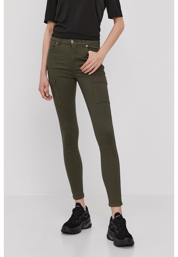 Dr. Denim Jeansy damskie kolor zielony medium waist. Kolor: zielony