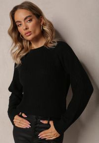 Renee - Czarny Sweter w Dekoracyjny Splot Tertille. Kolor: czarny. Długość rękawa: długi rękaw. Długość: długie. Wzór: ze splotem. Styl: klasyczny #3