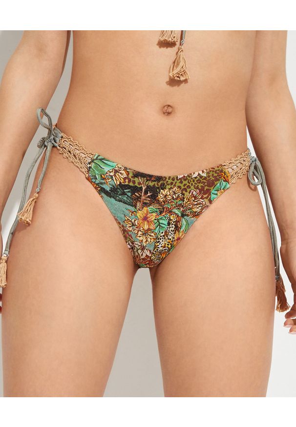 DEL MAAR - Dół od bikini Antay. Kolor: brązowy. Materiał: materiał. Wzór: kolorowy, nadruk