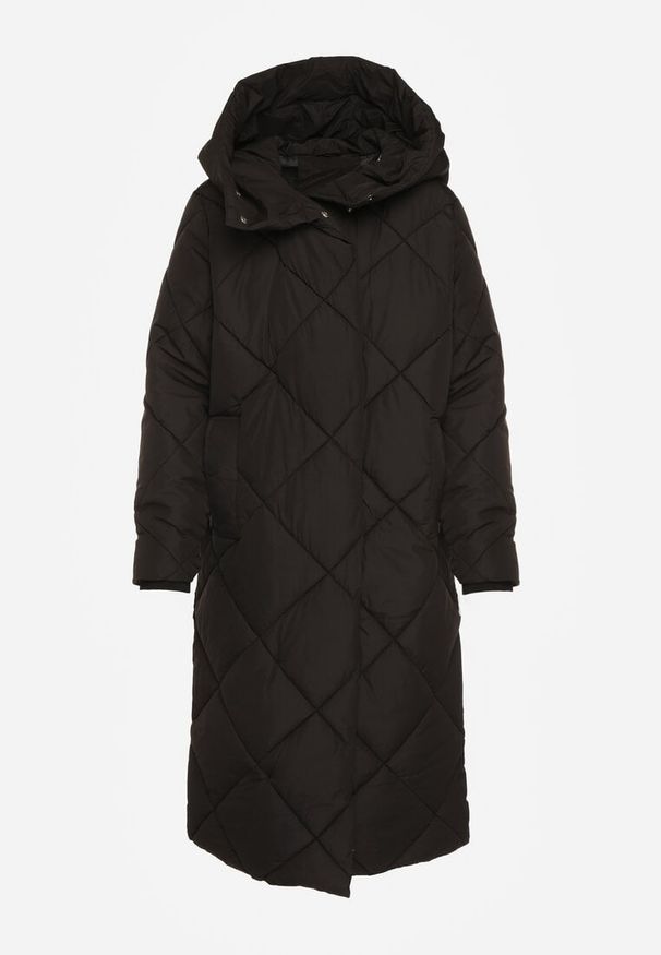 Born2be - Czarna Kurtka z Geometrycznym Pikowaniem Johnatta. Kolor: czarny. Wzór: geometria