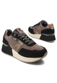 Brązowe Sneakersy Anekke Modne Obuwie Damskie Na Platformie. Okazja: na co dzień. Zapięcie: sznurówki. Kolor: czarny. Materiał: materiał. Obcas: na platformie. Styl: casual #5