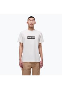 Koszulka męska Napapijri S-Box Logo. Kolor: biały. Sport: turystyka piesza