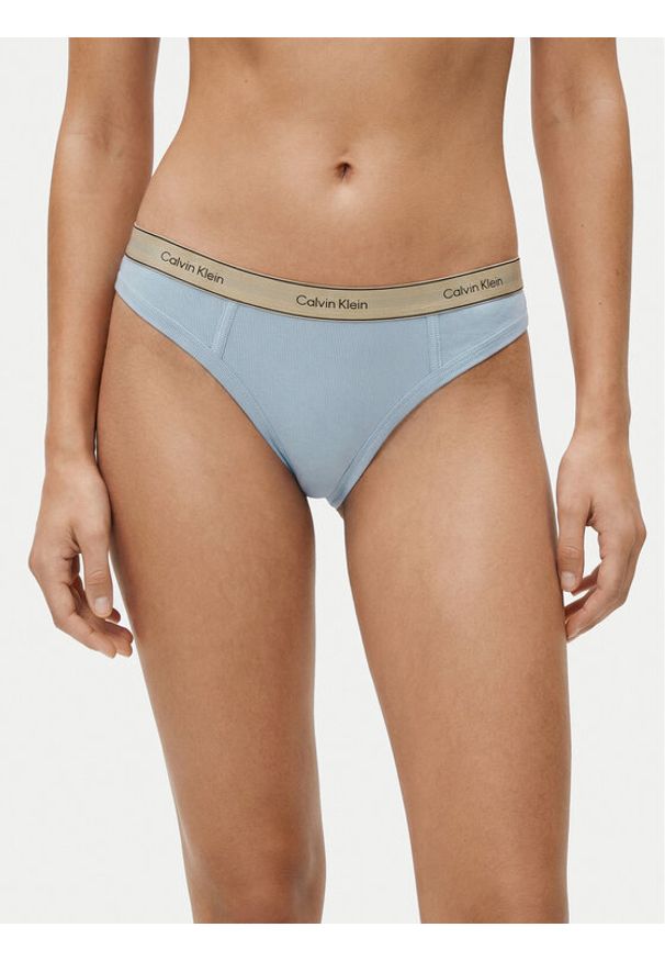 Calvin Klein Underwear Stringi LV00QF8771 Niebieski. Kolor: niebieski. Materiał: bawełna