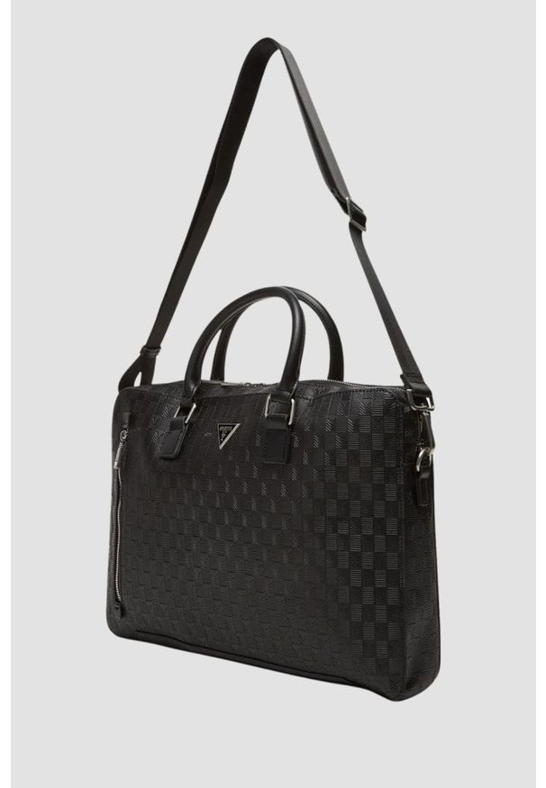 Guess - GUESS Сzarna męska aktówka Torino Briefcase. Kolor: czarny. Materiał: materiał. Styl: klasyczny, biznesowy, elegancki