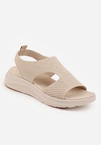 Born2be - Beżowe Sportowe Sandały na Grubej Podeszwie z Elastyczną Cholewką i Piankową Wkładką Nicthil. Okazja: na co dzień. Zapięcie: bez zapięcia. Kolor: beżowy. Materiał: jeans. Sezon: lato. Styl: sportowy #8