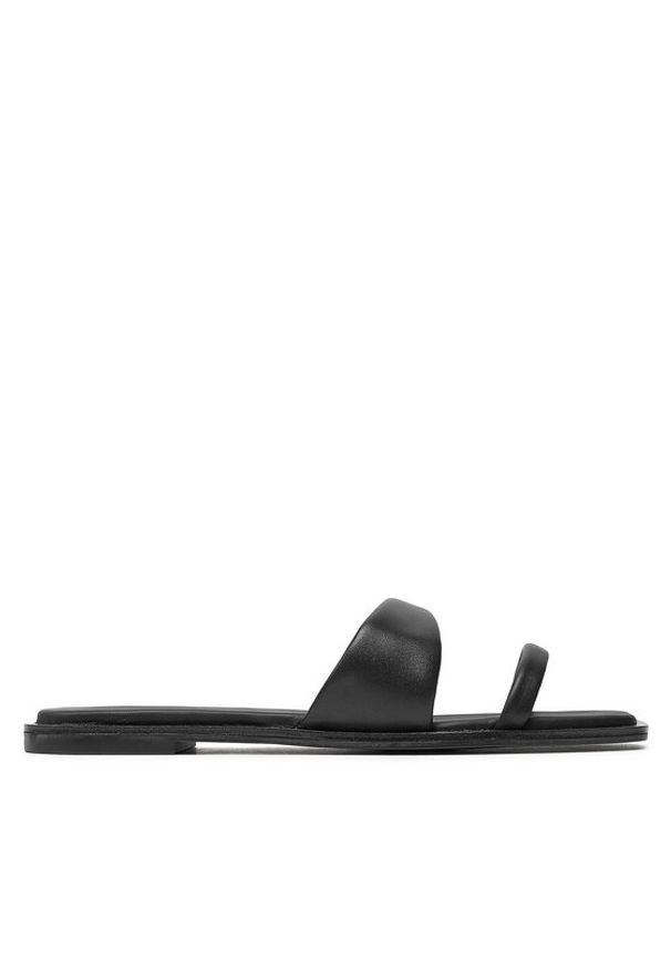 Calvin Klein Klapki Flat Slide Lth HW0HW02071 Czarny. Kolor: czarny. Materiał: skóra