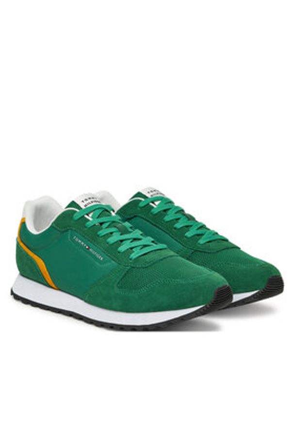 TOMMY HILFIGER - Tommy Hilfiger Sneakersy New Eva Runner Summer Nylon Pop FM0FM05427 Zielony. Kolor: zielony. Materiał: zamsz, skóra