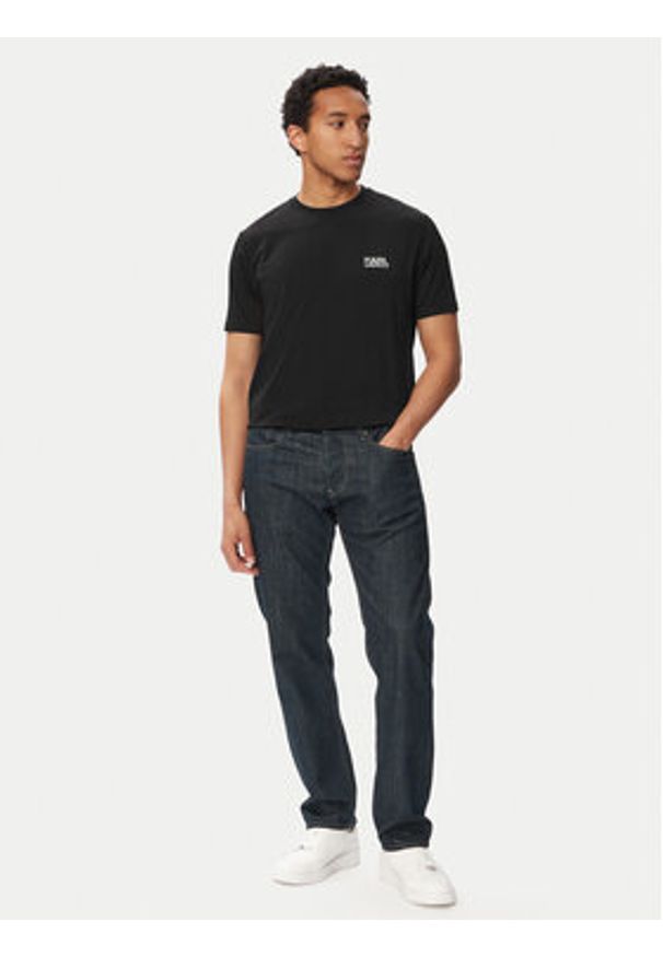 Karl Lagerfeld - KARL LAGERFELD T-Shirt 755781 563235 Czarny Regular Fit. Typ kołnierza: dekolt w karo. Kolor: czarny. Materiał: bawełna