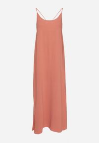 Born2be - Różowa Taliowana Sukienka na Ramiączkach Rivaniell. Okazja: na co dzień, na imprezę. Kolor: różowy. Materiał: jeans. Długość rękawa: na ramiączkach. Typ sukienki: oversize. Styl: casual, elegancki #4