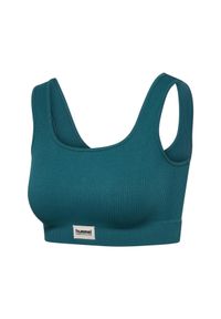 Kobiece bezszwowe biustonosze prążkowane Hummel Pulse. Kolor: zielony. Materiał: prążkowany #1