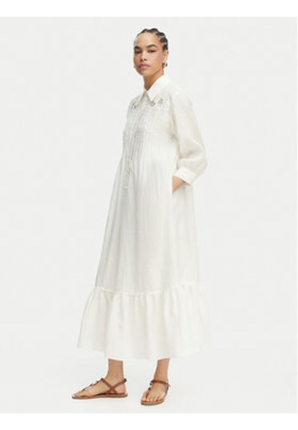 Luisa Spagnoli Sukienka koszulowa Parisi 543104 Kremowy Regular Fit. Kolor: kremowy. Typ sukienki: koszulowe