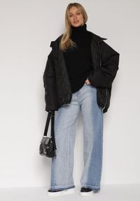 Born2be - Niebieskie Dwukolorowe Jeansy o Szerokim Kroju z Wysokim Stanem Seronore. Okazja: na co dzień, na spotkanie biznesowe, do pracy. Stan: podwyższony. Kolor: niebieski. Styl: casual, biznesowy, elegancki, klasyczny #6