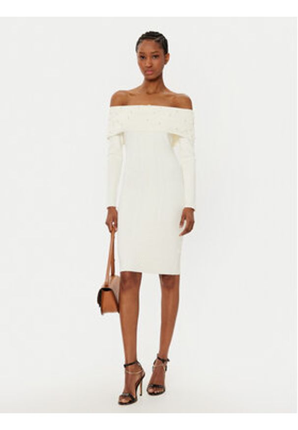 Guess Sukienka dzianinowa W5RK0G Z2YJ2 Écru Regular Fit. Materiał: wiskoza