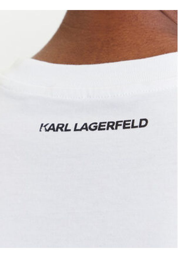 Karl Lagerfeld - KARL LAGERFELD T-Shirt A3W17105 Biały Regular Fit. Typ kołnierza: dekolt w karo. Kolor: biały. Materiał: bawełna