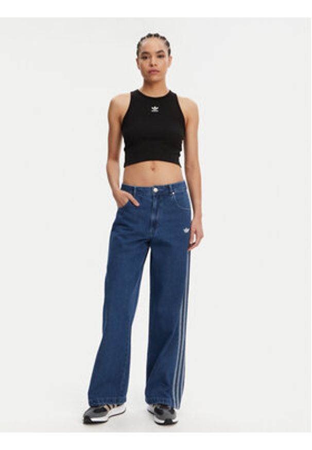 Adidas - adidas Jeansy adicolor Denim 3-Stripes JD2574 Niebieski Wide Leg. Kolor: niebieski