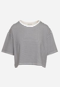 Born2be - Czarny Bawełniany T-shirt o Oversizowym Krótkim Fasonie w Cienkie Paski Lakrida. Okazja: na co dzień. Kolor: czarny. Materiał: bawełna. Długość: krótkie. Wzór: paski. Styl: casual, klasyczny #4