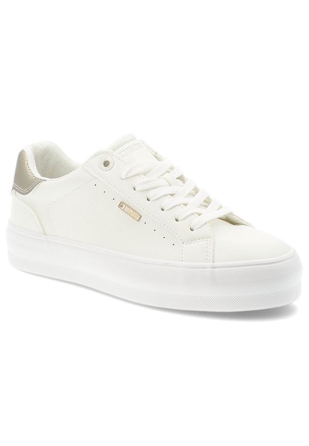 Big-Star - Trampki damskie Big Star, skóra ekologiczna sznurowany fason minimalistyczny design gruba gumowa podeszwa okrągły nosek, białe, TT274805. Okazja: na co dzień. Nosek buta: okrągły. Zapięcie: sznurówki. Kolor: biały. Materiał: guma, skóra ekologiczna. Szerokość cholewki: normalna. Styl: casual, elegancki, sportowy, klasyczny