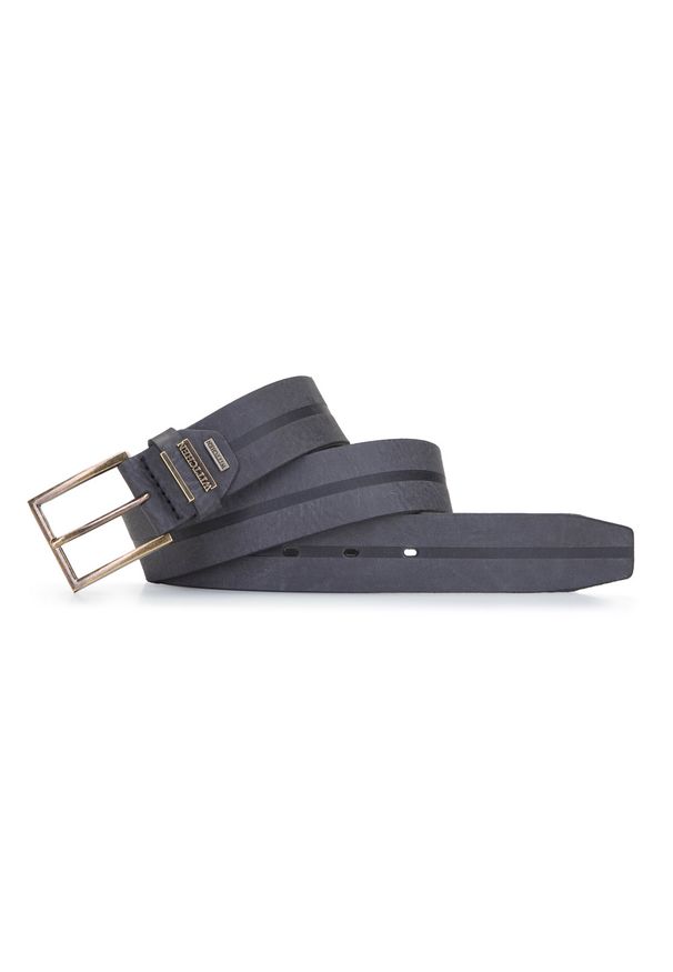 Wittchen - Męski pasek z nubuku z tłoczoną linią. Kolor: szary. Materiał: nubuk, skóra. Styl: elegancki, casual