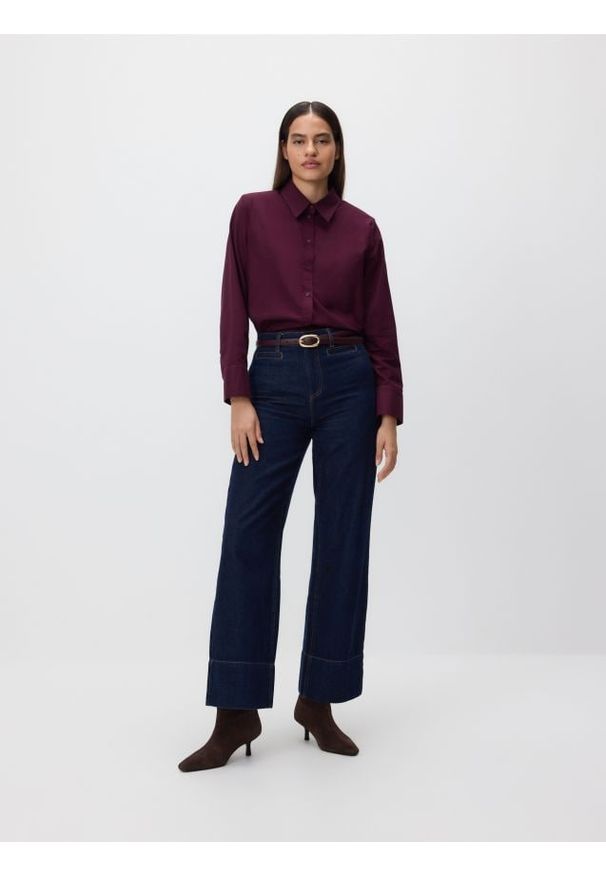 Reserved - Bawełniana koszula - bordowy. Kolor: czerwony. Materiał: bawełna