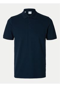 Selected Homme Polo 16095851 Granatowy Slim Fit. Typ kołnierza: polo. Kolor: niebieski. Materiał: bawełna