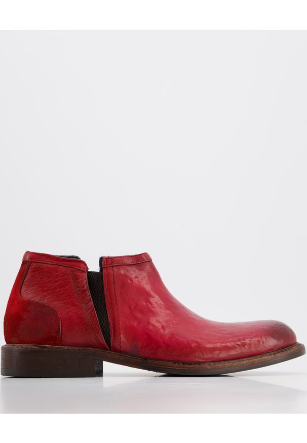 Venezia - CZERWONE BOTKI MĘSKIE 10031 SAF ROSSO. Kolor: czerwony. Materiał: skóra, syntetyk