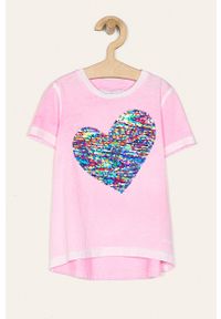 Desigual - T-shirt dziecięcy 104-164 cm. Kolor: różowy. Materiał: bawełna, dzianina. Długość: długie. Wzór: aplikacja #1