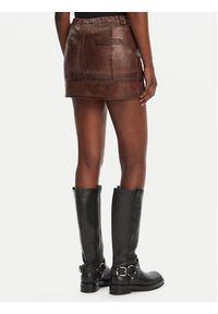 Pinko - PINKO Spódnica skórzana Geordie 104957 A2I1 Brązowy Slim Fit. Kolor: brązowy. Materiał: skóra #5
