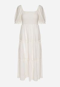 Born2be - Biała Bawełniana Sukienka z Haftowanym Wzorem Iffanella. Okazja: na spacer, na co dzień. Kolor: biały. Materiał: bawełna. Wzór: haft. Sezon: lato. Styl: elegancki, casual #6