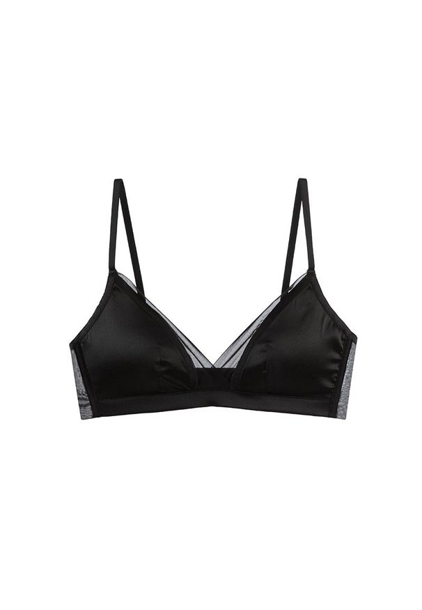 Intica - Biustonosz ultralekki z miękkiej tkaniny na co dzień Karleen. Kolor: czarny. Materiał: tkanina. Wzór: gładki