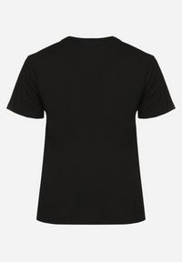 Born2be - Czarny T-shirt Bawełniany Ozdobiony Cekinami Lirenell. Okazja: na co dzień, do pracy. Kolor: czarny. Materiał: bawełna. Wzór: aplikacja. Styl: glamour, klasyczny, casual #3