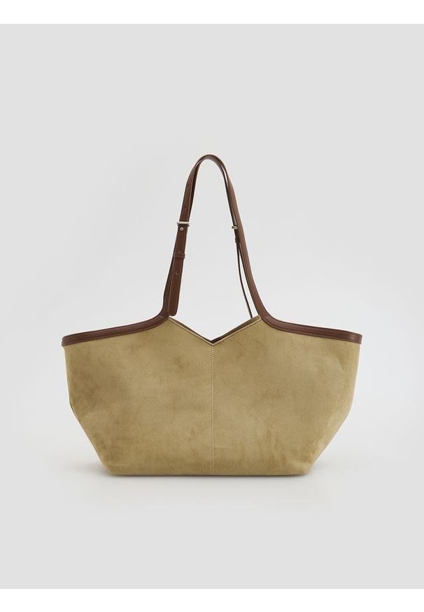 Reserved - Torebka shopper z imitacji zamszu - wielobarwny. Materiał: zamszowe