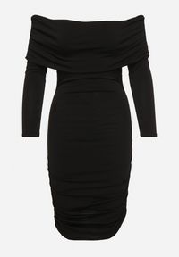 Born2be - Czarna Dopasowana Sukienka Hiszpanka z Marszczeniami Ailisma. Typ kołnierza: dekolt hiszpanka. Kolor: czarny. Styl: elegancki #4