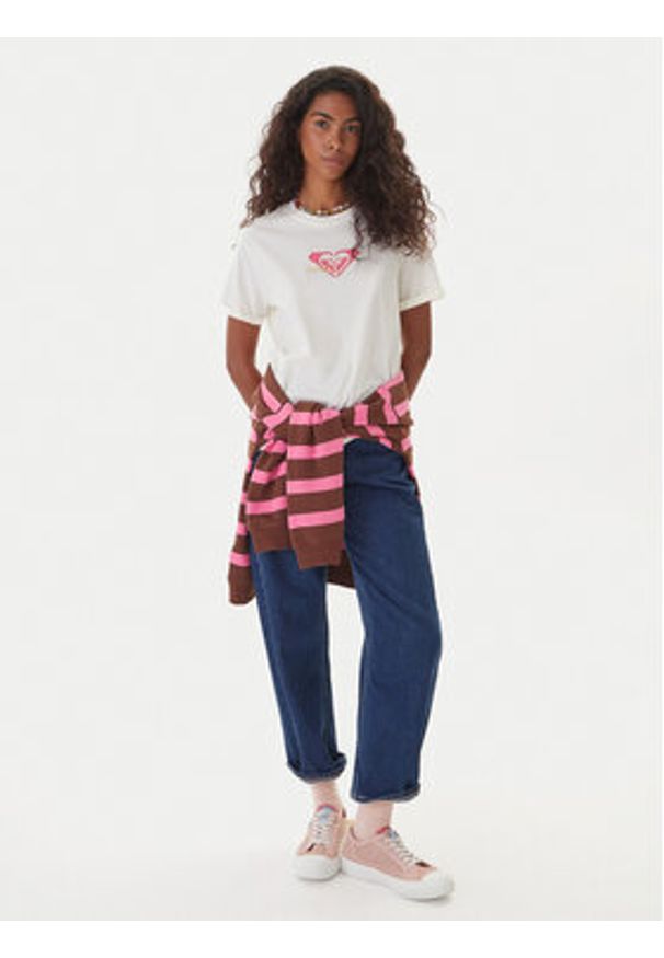 Roxy T-Shirt Oceanregular ERJZT06078 Écru Regular Fit. Materiał: bawełna